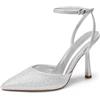 DREAM PAIRS Decollete Donna Tacco Spillo,Argento Glitter,41