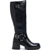 URBAN ROSA Stivali Donna Biker con Tacco a Blocco, Fibbie Decorative e Suola Antiscivolo - Stivali Moto alla Moda (Nero, 38 EU, Adulto, 38, Numero, Sistema Taglie Calzature EU, Media)