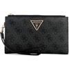 GUESS Laurel II Double Zip Organizer Wallet, Portafoglio Donna, Logo Carbone, Taglia Unica