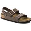 Birkenstock Classic Milano Birko-Flor Softfootbed - Sandali unisex - adulto, Marrone (Mocca Nubuk), 36 (Stretta)
