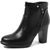 QUEEN HELENA Tronchetti Traforati Stivaletti a Punta con Tacco Casual Donna X30-114 (Nero, Sistema Taglie Calzature EU, Adulto, Donna, Numero, Media, 36)