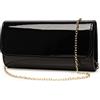 DETARA Pochette da donna in pelle verniciata, elegante borsa a tracolla per Natale, matrimoni, feste e balli, nero, Standard