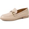 QUEEN HELENA Mocassini di Pelle Bassi con Fibbia Francesine Casual Donna QH7001 (Beige, Sistema Taglie Calzature EU, Adulto, Donna, Numero, Media, 40)