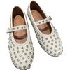 CRETUAO Ballerine da Donna con Strass, Ballerine Mary Jane con Punta Rotonda e Fibbia Scintillante, Ballerine Casual impreziosite con Borchie