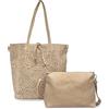 ANGELO Borsa a Spalla da Donna, Borsa Shopper Traforata Grande Capienza, Inclusa Pochette a Tracolla Regolabile, Shopping Bag Hobo in Pelle PU per Lavoro, Ufficio, Viaggio, Università (Cachi)