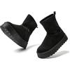 JOMIX Scarponcino Donna Comode Foderata Caldo Antiscivolo Stivali Stile da Neve MD9768-1（Nero,37）