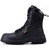 SAFEYEAR S3 Stivali da lavoro militari uomo neri resistenti con punta in acciaio 4E vera pelle impermeabile lacci e chiusura tattica per la polizia cerniera laterale Soft Toe Nero EU