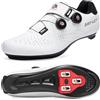 ARTVEP Scarpe da Ciclismo da Uomo Scarpe da Bici da Strada Compatibile con SPD e Delta Blocco Pedale Scarpe da Bicicletta White EU 42
