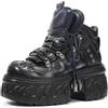 Songella Stivali con Plateau Gotici da Donna, Scarpe Stile Punk Rock Heavy Metal Stivaletti Stringati Chunky con Design a Fiamma e Dettagli in Metallo Nero Viola, 40 EU