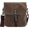 Avirex Borsello a Tracolla in Canvas e Pelle bovina anticata, Borsa a Tracolla unisex in stile militare, Collezione 140506 CNV0C (Verde Kaki)