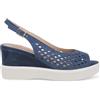 Melluso Sandalo Donna in Camoscio Blu con Strass e Zeppa 41 / Blu