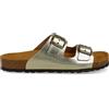 PAYMA - Sandali in Pelle per Uomo Donna Unisex. Due Fibbie. Punta Aperta. Confortevole Infradito. Suola Bio Anatomica. Colore: Platino, Taglia: EU 37