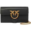 Pinko Love One Wallet C Vitello Seta, Borsa Donna, Z99q_nero-antique Gold, Taglia Unica