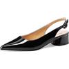 QUEEN HELENA Décolleté con Tacco Basso Scarpe Eleganti a Punta Chiusa con Cinturino Donna ZM9323 (Nero Patent, Sistema Taglie Calzature EU, Adulto, Donna, Numero, Media, 37)