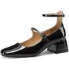 QUEEN HELENA Décolleté con Tacco Basso Scarpe Eleganti con Doppio Cinturino Donna ZM9931 (Nero, Sistema Taglie Calzature EU, Adulto, Donna, Numero, Media, 40)