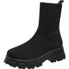 Ulalaza Stivali da donna in maglia elasticizzata Punta tonda Tacchi alti Calzini Stivali Stivali Chelsea con plateau Stivali elasticizzati in maglia Slip-on Stivaletti con calzini antiscivolo
