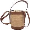 Superflybags Donna Borsa Secchiello a Mano in vera Pelle con Rafia Modello GHANA SMALL 14x17x14 Made in Italy