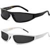 SHEEN KELLY Occhiali da Sole Polarizzati Avvolgenti TR90 Uomo Donna Sports | Ultraleggero Vintage Futuristici Montatura Stretta Rettangolari Nero Y2K Sunglasses Veloci/Techno/Rave UV400