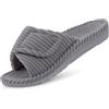 Litfun Pantofole ortopediche da donna con supporto per l'arco plantare regolabile e punta aperta in velluto a coste, scarpe da camera da letto, grigio, 39/39.5 EU