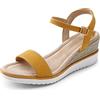 DREAM PAIRS Espadrillas da Donna con Punta Aperta Sandali Eleganti con Plateau Sandali con Zeppa Elastici con Cinturino alla Caviglia,Size 39,Giallo,SDPW2342W-E