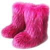 Ulalaza Stivali delle donne Fluffy Fuzzy Furry Snow Boots Inverno Mid Calf Snow Boots Scamosciata Pelliccia Calda Foderata Stivali Piatti Casual Moda