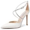 QUEEN HELENA Décolleté con Strass Scarpe Eleganti a Fascia Incrociata Donna K3315 (Bianco, Sistema Taglie Calzature EU, Adulto, Donna, Numero, Media, 39)