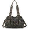 Angel Kiss Piccola borsa hobo da donna in pelle lavata retrò borsa a tracolla spaziosa con manici superiori borse con tracolla rimovibile