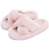 Chantomoo Pantofole da Donna in Memory Foam, per Camera da Letto, in Peluche, Comode, Foderate in Finta Pelliccia, Suola Antiscivolo, Pantofole Regalo alla Moda Croce,Rosa 38/39 EU