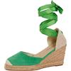 Lora Dora Womens Espadrille Wedge Sandals Strappy Hessian Wedges Ankle Wrap Tie Leg Straps Green UK 4