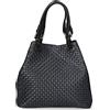 Chicca Borse Borsa tote donna borsa a mano in pelle camoscio stampa intrecciata borsa media italiana - Blu Scuro