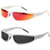 SHEEN KELLY Occhiali da Sole Polarizzati Avvolgenti TR90 Uomo Donna Sports | Ultraleggero Vintage Futuristici Montatura Stretta Rettangolari Nero Y2K Sunglasses Veloci/Techno/Rave UV400