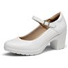 DREAM PAIRS Scarpe con Tacco Grosso da Donna Décolleté con tTacco Alto Classico Décolleté in PU Bianca SDPU2231W-E Größe 37 (EUR)