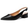QUEEN HELENA Décolleté con Tacco Basso Scarpe Eleganti a Punta Chiusa con Cinturino Donna ZM9323 (Nero Pu, Sistema Taglie Calzature EU, Adulto, Donna, Numero, Media, 37)