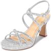 PIZZ ANNU Stellora Sandali Platform Donna Estate Eleganti Comodi con Tacco e Cinturino alla Caviglia Modello Brillante per Festa e Matrimonio Argento EU 39