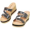 JOMIX Sandali con Zeppa Donna con Dettagli in Strass, Infradito Mules Estivi con Suola Antiscivolo, Scarpe Eleganti per la Spiaggia e le Feste WWC260340 (Nero, 39)