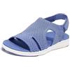 ilbcavne Sandali Aperti Donna Comfort Naturale, Sandali Estivi Donna con Zeppa Ortopedici, Slip-On Ultra Leggere Sandali da Donna Elasticizzati con Bocca di Pesce, Mesh Morbida Scarpe p(Size:35EU,Color:blue2)