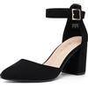 DREAM PAIRS Decollete Donna Tacco Blocco,Nero-Nabuk,37