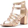 Allegra K Gabbia Strappy Gladiators Sandali da donna con tacco grosso, Gradiente Oro Rosa, 37 EU