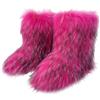 Ulalaza Stivali delle donne Fluffy Fuzzy Furry Snow Boots Inverno Mid Calf Snow Boots Scamosciata Pelliccia Calda Foderata Stivali Piatti Casual Moda
