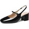 DREAM PAIRS Scarpe Donna Eleganti - Mary Jane Basse con Tacco Grosso, Slingback, Punta Quadrata, Chiuse, per Matrimonio, Festa, Lavoro, Ufficio,Size 41,Nero-Pat,SDPU26005W