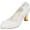 Emily Bridal Scarpe da Sposa Donna Raso di Seta Come Tacco Spesso Stiletto con Pizzo Fiore Cristallo Perla (EU37, Avorio)