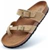 GONKOS®, Infradito Donna in Pelle, Vera Pelle, Sughero Naturale, Infradito Donna Estive Ciabatte Donne Uomo, Qualità Made in Spain, Colore Taupe 42