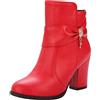 Bviennic Donna Tacco A Blocco Punta Rotonda Sposa Ankle Vestito Boots Con Bows