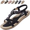 Acfoda Sandali Donna Estive Tacco Bassi Comode Eleganti Infradito Gioiello Ciabatte da Spiaggia Casual Antiscivolo Scarpe con Strass Nero 41