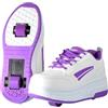 WOHS Scarpe da Ginnastica con Due Ruote. Ruota Posteriore Automatica. Bianco/Viola. Taglia 32