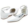 ENWIND Décolleté da Donna Tacchi Bassi Pelle PU Scarpe da Festa di Nozze per Sposa,Bianca,41 EU