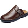 GURGER Ciabatte Uomo Estivi Pelle Zoccoli e Sabot Punta Chiusa Sandali Antiscivolo Pantofole, Marrone scuro 49