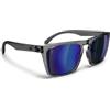 B89 Occhiali da Sole Moda Squadrati Uomo Donna Naselli Antiscivolo in TR90 100% UV - mod. RO (Nero trasparente - Lente Blu specchio)