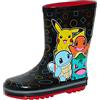 Pokémon Stivali di gomma Wellington per bambini ragazzi ragazze Pikachu pioggia neve Wellys, Nero, 32 EU
