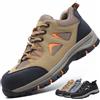 CYKYGGO Scarpe Antinfortunistiche Uomo Donna Scarpe da Lavoro con Punta in Acciaio Leggere Scarpe di Sicurezza Antiscivolo Traspiranti Cachi 40